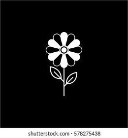 Flower solid icon, plant & nature, chamomile sign, a filled pattern on a black background, eps 10.