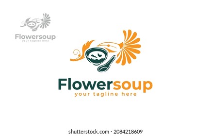 Flower soup logo design. vector