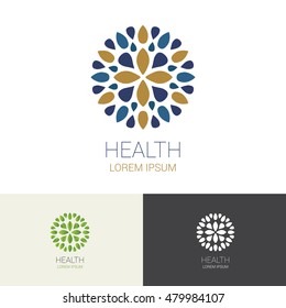 Flower Spa Healthy Yoga Hotel and Resort Logo Symbol, Vector illustration