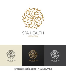 Flower Spa Healthy Yoga Hotel and Resort Logo Symbol, Vector illustration