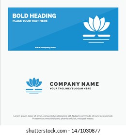 Flower, Spa, Massage, Chinese SOlid Icon Website Banner and Business Logo Template. Vector Icon Template background