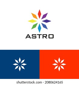 Concepto de diseño del logo de la chispa de flores. Colorida ilustración moderna de la marca logarca. Pueden representar loto, tecnología, estrella, fiesta, spa, belleza, moda.