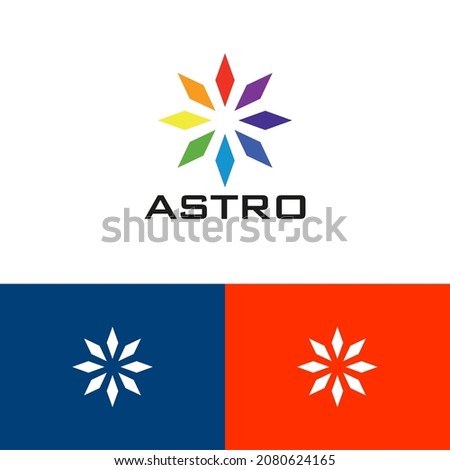 Flower spark logo design concept. Colorful modern logomark illustration. Can representing lotus, tech, star, party, spa, beauty, fashion.