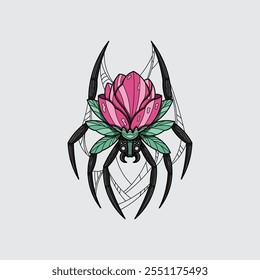 Flower spider handmade illustration artwork