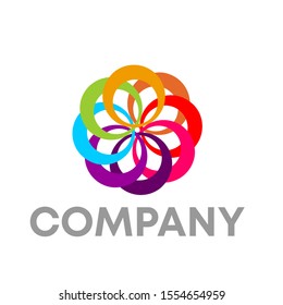 flower spin logo vector design template icon shape