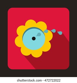 Flower spinkler icon in flat style on a crimson background