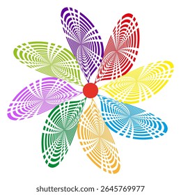 Flower spiral pattern. Colorful petal design. Nature bloom illustration. Vector vibrant art.