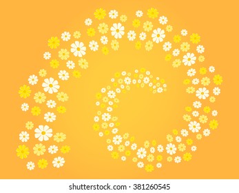 Flower spiral (flower swirl) in different shades of white, yellow and orange - background (theme, card) 