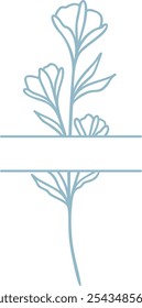 Flower Split Border | Floral Line Art