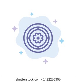 Flower, Spring, Circle, Sunflower Blue Icon on Abstract Cloud Background