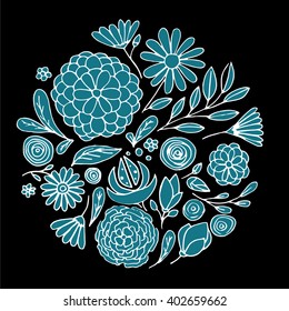 Flower spring composition blue