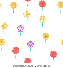 flor primavera floral vector de flor patrón sin fisuras ilustración de línea delgada