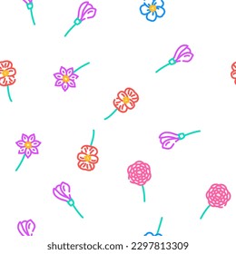 flower spring floral blossom vector seamless pattern thin line illustration