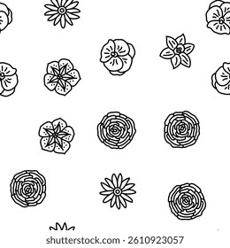 flower spring floral blossom vector seamless pattern thin line illustration