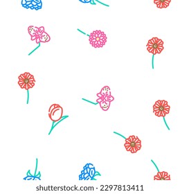 flor primavera naturaleza floral vector patrón transparente delgado ilustración de línea
