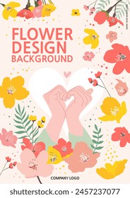 flower spring heart hand background image