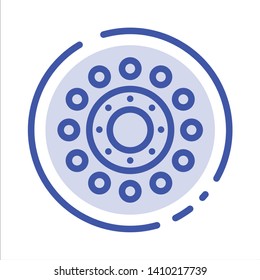 Flower, Spring, Holiday, Easter Blue Dotted Line Line Icon