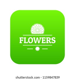 Flower spring icon green vector isolated on white background