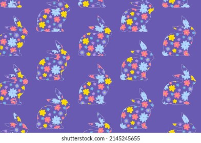 Flower spring pattern with bunny