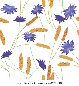 Flower is in the spring. Purple flower, Pink grass flower and leaf is vector for frame. Draw image and not trace or copy.