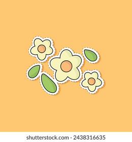 Flower Spring Sticker Vector Illustration
