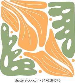 Arreglo cuadrado floral, composición, impresión aislada sobre fondo blanco. Flores azules con hojas tropicales en la mano dibujan estilo doodle. Diseño plano.Ilustración vectorial. Flores silvestres.