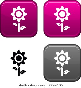 Blumenquadrat-Knöpfe. Schwarzes Symbol im Lieferumfang enthalten.