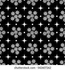 Flower in square seamless pattern. Fashion graphic background design. Modern stylish abstract texture. Monochrome template for prints, textiles, wrapping, wallpaper, website etc. Vector illustration