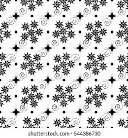 Flower in square seamless pattern. Fashion graphic background design. Modern stylish abstract texture. Monochrome template for prints, textiles, wrapping, wallpaper, website etc. Vector illustration