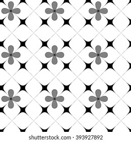 Flower and square seamless pattern.Fashion graphic background design. Modern stylish abstract texture. Monochrome template for prints, textiles, wrapping, wallpaper, website etc. VECTOR illustration