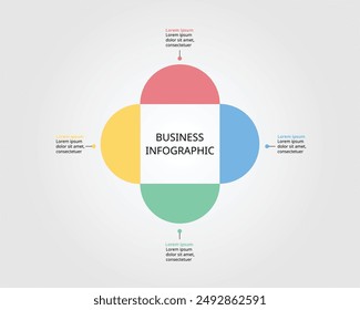 flower with square shape template for business infographic for presentation for 4 element