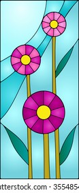 flower  in stained-glass window