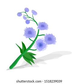 flower stalk and leaf, vector illustration