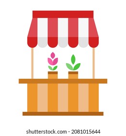 flower stall flat clipart vector illustration