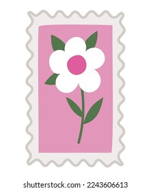 flower stamp design over white
