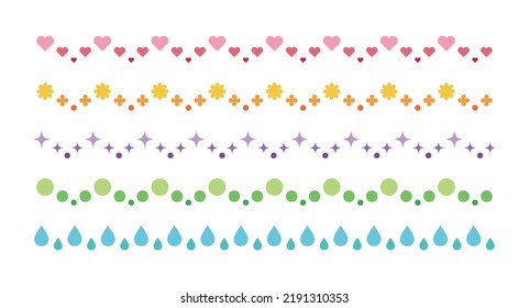 Flower, star, heart, rain, circle shape border line illustration graphic set.