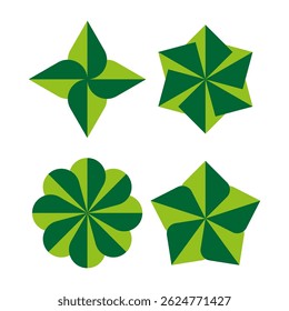 Flower star icon. Green petal shape. Floral pattern symbol. Vector illustration.