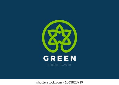 Flower Star Logo design vector template Linear Outline style.
Luxury Fashion Cosmetics Foundation Logotype concept icon.