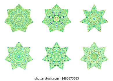 Flower star polygon set - geometrical vector design element on background