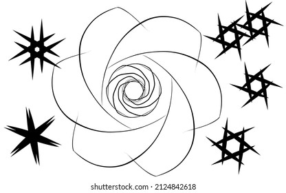 Blume und Stern, Vektorgrafik auf weißem Hintergrund