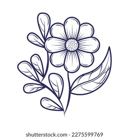 ícono aislado de doodle de vástago de flores