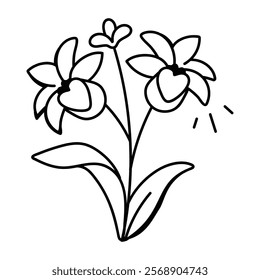 Flower stem icon in drawing style 

