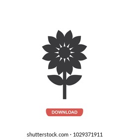 Flower with stem vector icon