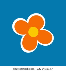 Flower sticker. Cute Flower Icon In Flat Design. Vector illustration.