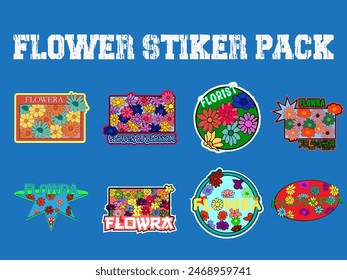 FLOWER STICKER PACKAGE DESIGN SET