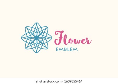 Flower store linear symbol or emblem. Vector geometric logo template for flower shop