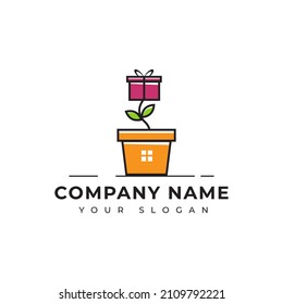 logotipo de tienda de flores, diseño del logotipo de tienda de regalos