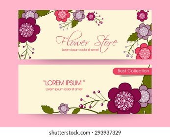 Flower store website header or banner set.