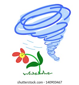 Flower in a Storm on White background