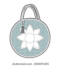 Flower straw bag mockup template vector design technical illustration.